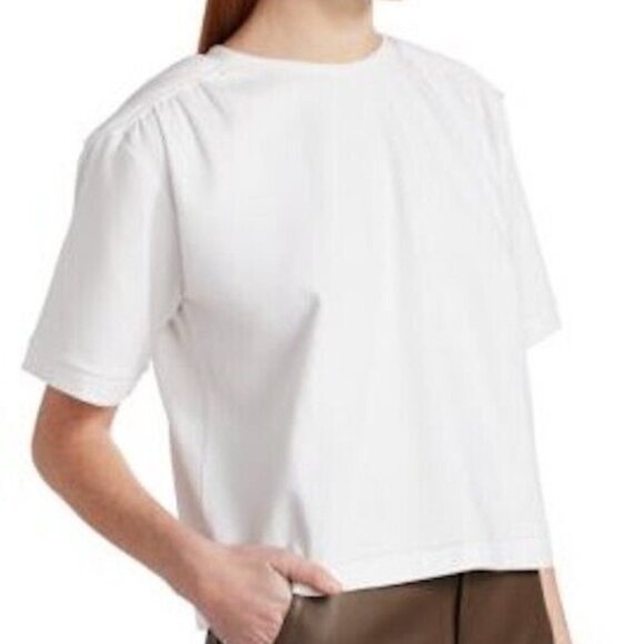 REMAIN Birger Christensen white Verona padded shoulder short sleeve tee - Picture 10 of 11